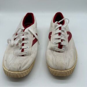 Tretorn White/Red Canvas Sneakers 10